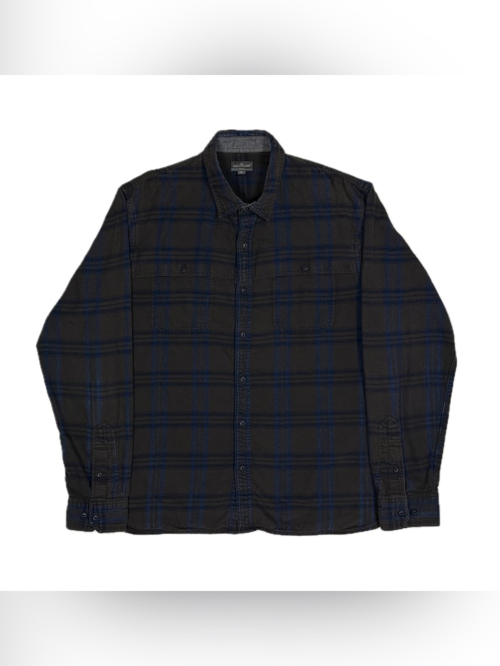 LL Bean Signature Brown Blue Plaid Slim Fit Flannel Button Up Shirt Mens XL